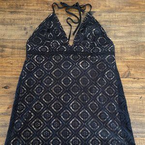 GB Black Lace with Cream Liner Dress with Pom Poms